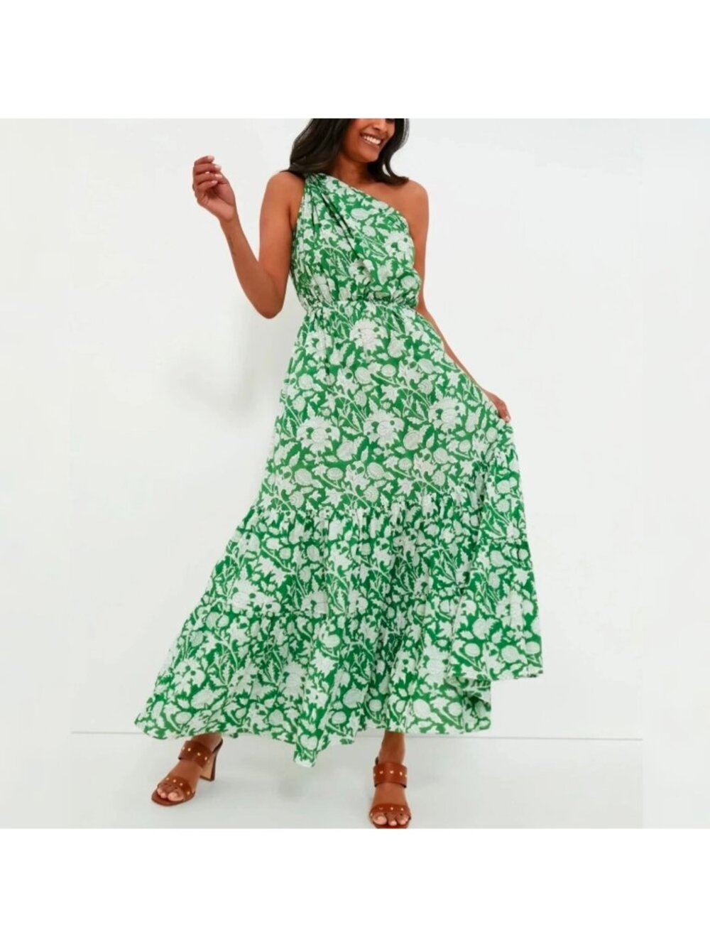 Charina Sarte x Tuckernuck - S Botanica One Shoulder Maxi Dress Green